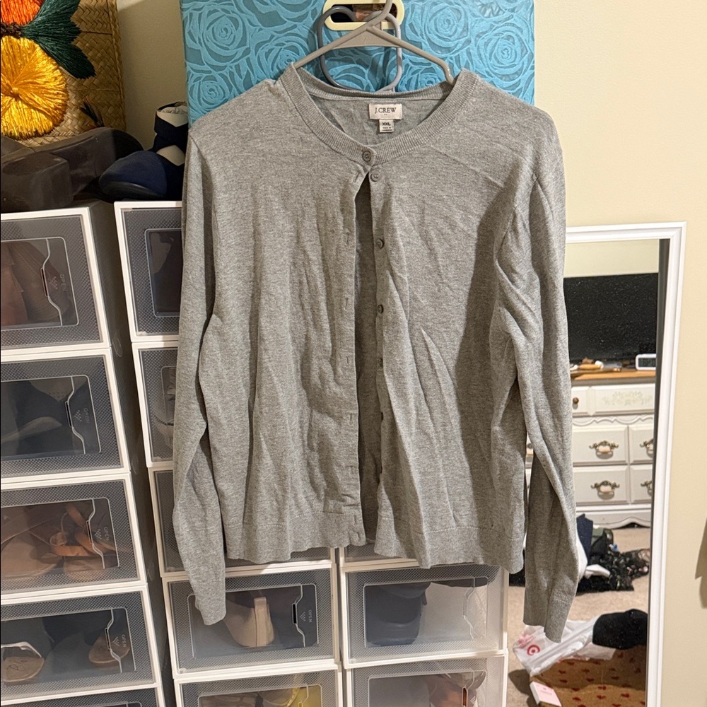 J. Crew Light Gray Button-Up Cardigan